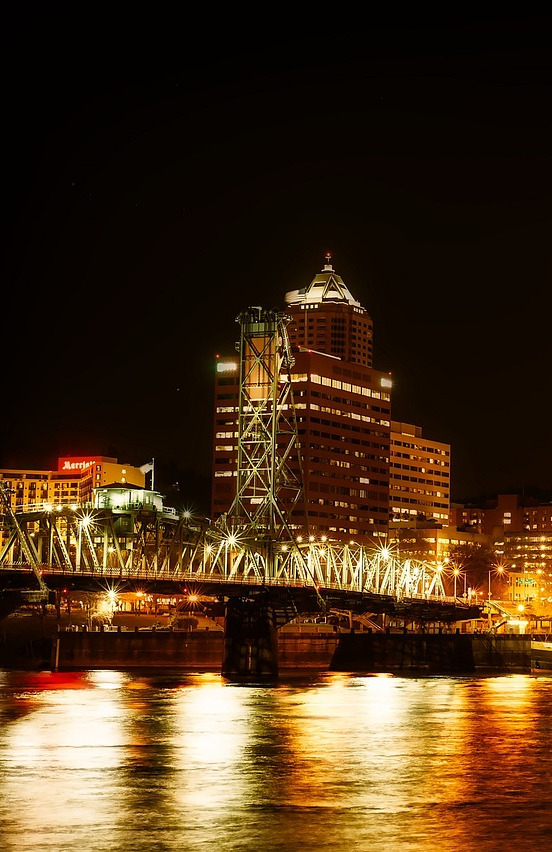 Portland Oregon skyline night